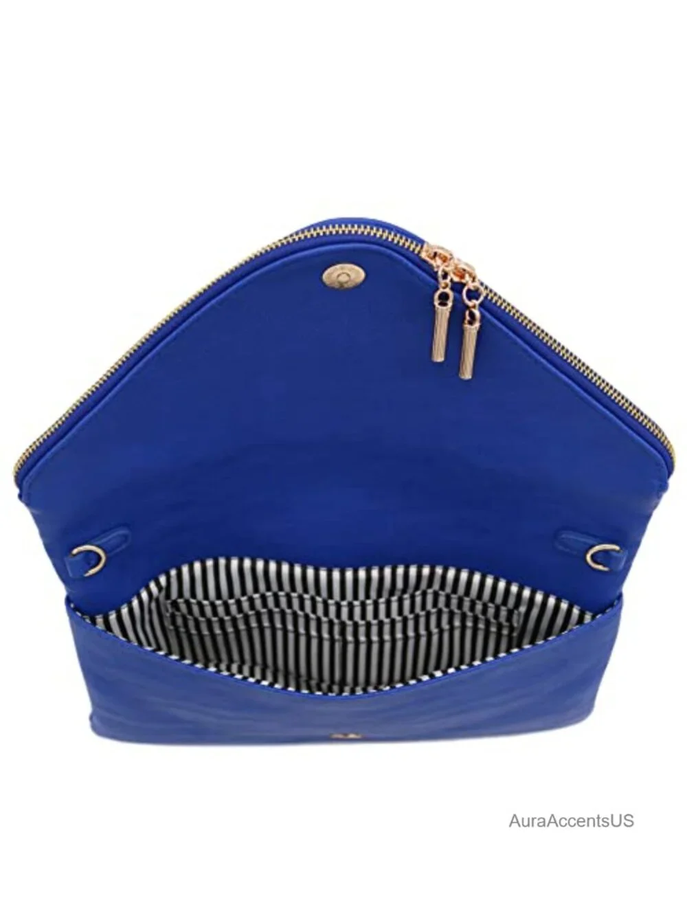 XL Faux Leather Envelope Clutch with Chain Strap Magnet Snap